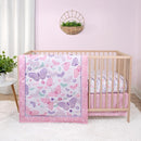 The Peanutshell 3 Piece Baby Crib Bedding Set for Girls - Newborn, Infant & Toddler Nursery Bed Set Decor with Fitted Crib Sheet, Dust Ruffle Comforter - Butterfly Song by TinyTreasures Baby Boutique