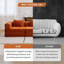 78" W Loveseat Sofa, 4 in 1 Convertible Floor Sofa Bed, Boneless Cloud Couch with Cup Holder, Fold Out Floor Couch, Loveseat Recliner Sleeper for Living Room Bedroom Lounge(Corduroy, White) by CozyNest Decor