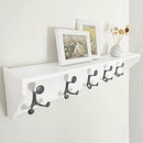 SKOLOO Wall Shelf with Hooks, 35-Inch White Coat Rack Wall Mount with Shelf Organizer - Lightweight & Sturdy, 5 Tri Hooks - Perfect for Entryway, Hallway, Living Room, Bedroom, Mudroom by CozyNest Decor
