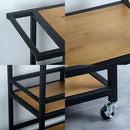Bar and Serving Cart Industrial & Modern Rustic Rolling Bar and Serving Cart,3-Tiered Wood & Metal Kitchen Bar Cart Island with Wheels,Move Storage Coffee/Wine Island Shelf,Black by CozyNest Decor