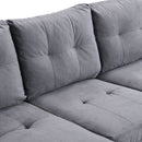 Modern Sectional Sofa Set with L Shape Chaise Lounge and Storage in Grey Velvet Fabric