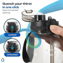 AQUAFIT 64 oz Water Bottle with Time Marker - 2in1 Straw & Chug Lid - BPA Free Big Water Bottle with Straw - Gym Water Bottle with Strap - Water Jug (64 Ounces, Gray) by CozyNest Decor