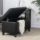 Asense Storage Ottoman Bench, Faux Leather Upholstered End of Bed Bench with Safety Hinge Wooden Legs, for Entryway Bedroom (Black, 33.3") by CozyNest Decor