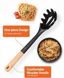 Silicone Pasta Fork, Kitchen Heat Resistant Noodle Spoon Server, BPA Free Spaghetti Strainer,12.8 inch (Black) by CozyNest Decor