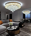 23.6'' Modern Crystal Chandeliers LED Dimmable Flush Mount Ceiling Chandeliers for Living Room Entrance Foyer Bedroom Gold by CozyNest Decor