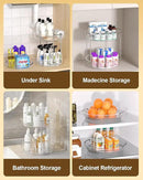 2 Pack Lazy Susan Organizer 9.25''and 11.81'' Two-Tier Lazy Susan Turntable for Cabinet, Spice Rack, and Pantry Storage - Spinning Makeup Organizer for Bathroom, Clear by CozyNest Decor