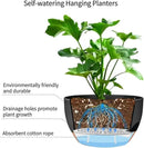 2 Pack Hanging Planters for Indoor Outdoor Plants, 12 Inch Self Watering Hanging Pot with Drainage Holes and Saucer, Plastic Plant Pots, Black Brown Flower Pots for Kitchen, Balcony, Garden by CozyNest Decor