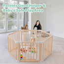 Foldable Wooden Playpen,Large Baby Gate Playpen with Child-Proof Lock-Easy Assembly, Portable Design for Babies & Toddlers- Shape& Size Adjustable Baby Fence Play Area(Wood, 6 Panel) by TinyTreasures Baby Boutique