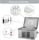 2 Pack Wine Glass Storage Box with Dividers, Stemware Storage Containers for Packing and Moving, China Storage Containers Box for 12 Crystal Glassware, Wine Glasses, Drinkware,Light Gray by CozyNest Decor