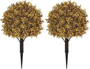 24" Tall Artificial Boxwood Ball Fall Topiary Trees Set of 2, UV Resistant Large Faux Plants Outdoor, 2ft Fake Bushes and Shrubs Look Real with Stake for Front Porch Outside Planter Backyard Decor by GreenHaven Gardens