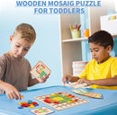 Montessori Tangram Educational, Geometric Shapes Puzzle Toys with 120Pcs Wooden Puzzle Blocks and 20Pcs Cards, Colorful Pattern Montessori Children's Educational Gifts for Kids Ages 3 and Up by TinyTreasures Baby Boutique