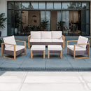 Outdoor Wicker Patio Furniture Set - 5 Piece Patio Conversation Set with 2 Wicker Armrest Chairs,2 Rattan Ottoman and 1 Couch,Sturdy Frame,Thick Cushions,Deep Seating(Brown/Beige) by CozyNest Decor