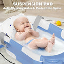 MoreFeel Collapsible Baby Bathtub for Newborn with Thermometer & 1 Hooded Towel & 1 Soft Floating Cushion,Portable Travel Bathtub with Drain Hole, Durable Foldable Baby Tubs for Infants to Toddler by TinyTreasures Baby Boutique