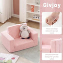 2-in-1 Toddler Chair Sherpa Couch - Soft Kids Lounger for Bedroom, Convertible Sofa for Girls and Boys, Reading Chair, Pink by CozyNest Decor