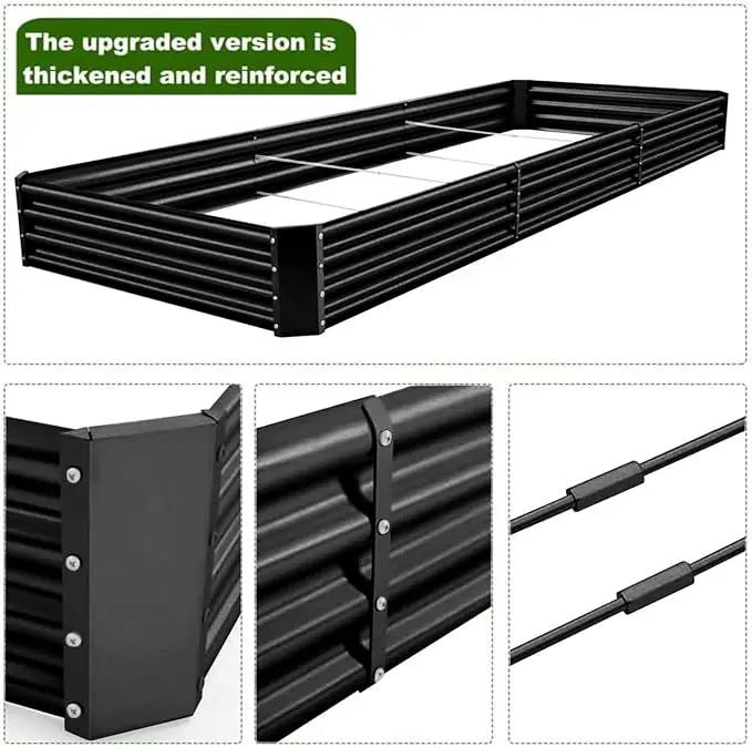 Land Guard 12×4×1ft Galvanized Raised Garden Bed Kit for Vegetables 2 Pack, Galvanized Super Large Metal Planter Raised Garden Boxes Outdoor (Gray), photo 2 of 6