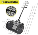 Compost Spreader, 24" Peat Moss Spreader, Roller Lawn Spreader with 3 Heights T Shaped Handle, Side Latches Powder Coated Steel Mesh Basket, Lawn & Garden Spreader for Spreading Manure Topsoil Black by GreenHaven Gardens