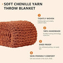 L'AGRATY Chunky Knit Blanket Throw: 80''x90'' Chenille Chunky Knitted Throw Blankets for Bed Couch - Handmade Thick Big Cable Knit Blanket - Large Crochet Rope Blankets for Home Decor(Rusty Orange) by CozyNest Decor