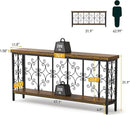 ikkle 70.9" Extra Long Console Table, Industrial Narrow Sofa Table Behind Couch with 2 Tier Storage Shelf, Entryway Hallway Accent Table for Living Room, Foyer, Rustic Brown by CozyNest Decor
