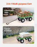 VEVOR 680 Lbs Steel Garden Cart on Wheels, Heavy Duty Garden Wagon Cart Pullable, Metal Outdoor Utility Yard Wagon Carts with 10" Tires, Mesh Removable Sides and 180°Rotating Handle by GreenHaven Gardens