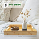 Bamboo Wood Serving Tray with Gold Polished Metal Handles, Decorative Tray Platter Coffee Table Tray Rectangular Wooden Breakfast Tray for Ottoman, Kitchen, Bedroom, Lap &Couch - 15x10.4 Inch by CozyNest Decor