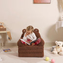 Foldable Kids Sofa, Sherpa Teddy Bear Toddler Couch with Tri Folding Foam Cushions, Comfy Couch for Kids Age 18 Months and Up by TinyTreasures Baby Boutique
