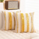 Boho Throw Pillow Covers 18x18 Set of 2 Farmhouse Decorative Cushion Case Striped Square Pillows Cover Chenille Pillow Cases Accent Neutral Pillowcase for Sofa Couch Bed,Yellow by CozyNest Decor