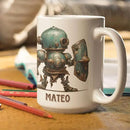 Custom Retro Robot Design Cup, Personalized Steampunk Robot Lover Ceramic Mug 11oz, Customized Coffee Cup With Name, Unique Mug Gift For Steampunk Enthusiast, Robot Cup On Birthday by CozyNest Decor