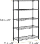 1250 lbs Storage Shelving Utility Shelving Unit 5-Tier Utility Shelving Unit Steel Organizer Wire Rack for Home,Kitchen,Office (13.7" D x 23.6" W x 62.4" H) by CozyNest Decor