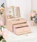 Jewelry Box with Lock for Girls: Jewelry Organizer for Dresser - 3-Drawer Earrings Storage Girls Women Gift (Peach Pink) by TinyTreasures Baby Boutique