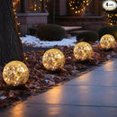 Solar Globe Lights Outdoor Waterproof-Solar Balls-Solar Garden Lights-Solar Orbs for Outside 4 Pack Cracked Glass Ball for Lawn Patio Yard Backyard Decorations, DS-XBQ-1-1-1 by GreenHaven Gardens