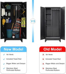 Metal Storage Cabinet with Lock Door, 75" Tall Garage Storage Cabinet with Hanging Rod, Broom Closet Bathroom Storage Cabinet, Cleaning Tool Cabinet by CozyNest Decor