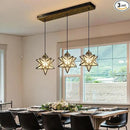 Glass Glam Chandelier 3 Lights Star Pendants Light Fixture for Dining Table Kitchen Island Modern Ceiling Hanging Lights Included LED Warm Light Bulbs Oiled Bronze by CozyNest Decor