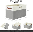 Large Collapsible Fabric Storage Bins with 3 Handles, Foldable Organizer Baskets for Closet, Shelves, Living Room | 3 Pack, Durable PU & Metal Handles (17"x11.8"x11.8", Gray & White) by TinyTreasures Baby Boutique