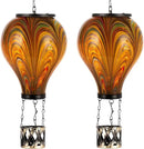 2PCS Solar Hot Air Balloon Lantern with Flame Flickering Light Tie-Dye Glass Hot Air Balloon Solar Lanterns Outdoor Waterproof Hanging Garden Light for Patio Porch Yard Decor,Gift for Women by GreenHaven Gardens