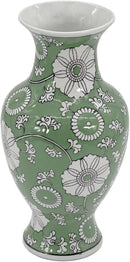 Galt International Floral Chinoiserie Ceramic Vase 14" - Hand Painted Antique Style Porcelain Flower Bottle Fishtail Porcelain Chinese Vase for Home Decor Centerpiece by GreenHaven Gardens