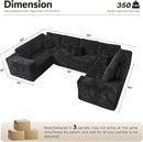 ovios Sectional Cloud Couch for Living Room, Modular Floor Sofa with Plush Corduroy, No Assembly Required, Big Comfy Couches Set with Fluffy Memory Foam, Stupendous U Shaped Sofas with Chaise, Beige by CozyNest Decor