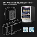 Tylza Dual Zone Wine Fridge, 24 Inch Wine and Beverage Refrigerator Built-in or Freestanding, Wine Beer Fridge Under Counter, Wine Cellar with Stainless Steel and Temperature Memory Function by CozyNest Decor