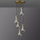Gold 5 Light Cluster Pendant Lighting, Raindrop Chandeliers Brass Dining Room Lights Fixture, Teardrop Pendant Lights Kitchen Island, Hanging Lamp Ceiling for Entryway Foyer Staircase by CozyNest Decor