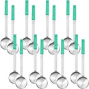 16 Pcs Portion Control Serving Spoons, Restaurant Measuring Serving Ladle Utensils, Portion Control Slotted Scoops for Weight Loss, Solid and Perforated Scoops(Green,4 oz) by CozyNest Decor