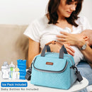 Breastmilk Cooler Bag with Ice Pack Fits 6 Baby Bottles up to 9 Ounce, Wearable Breast Pumps Cooler Bag for Nursing Mom Daycare, Work, Travel- Aqua by TinyTreasures Baby Boutique