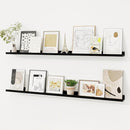 Picture Ledge Shelf, Solid Pine Wood Floating Shelves Set of 2, 48 Inches Nursery Book Shelves for Toys Storage, Kids Bookshelf Wall Mounted for Living Room Bedroom Decor Books Photo Frames, Black by TinyTreasures Baby Boutique