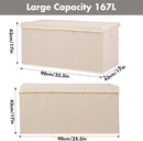 Extra Large Toy Box 167L, Sturdy Toy Storage Chest Organizer Bin Baskets with 2 Removable Divider for Boys, Girls, Kids, Nursery, Bedroom, Playroom, 35.5"x17" x17" (Linen Beige) by TinyTreasures Baby Boutique