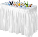 Portable Folding Ice Cooler Table - Outdoor Cooler 4 Foot Table with Removable Matching Skirt and Shelf, Ice Tables for Party, BBQ, Camping, Picnic, Foldable Self-Serving Beverage Cooling Bar(White) by GreenHaven Gardens