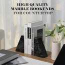 Marble Bookend for Heavy Books, Decorative Bookends for Shelves, Durable and Heavy-Duty Book End for Hardback Book & CDS, Unique Book Stopper & Holder, Meteorus, Set of 2 by CozyNest Decor