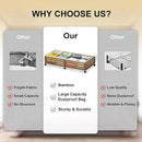 Under Bed Storage with Wheels-Large Bamboo Underbed storage Containers with Large Dust Bag Stackable Under the Bed Shoe Storage Bins for Clothes Books Bedding (2 Packs walnut, 33.07"L×16.54"W× 6.5"H)
