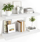 Heimlove 12 Inch Deep Floating Shelves, 48 x 12 inches Long Wall Shelf, Large Display Shelf & Storage Shelf, Rustic Wood Wall Shelves for Fireplace Mantel, Set of 2(White) by CozyNest Decor
