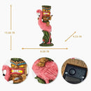 Solar Tiki Statue - Outdoor Statue - Solar Powered Garden Figurine Tiki Decoration for Bar, Patio, Balcony, Yard, Lawn, Table, Riding a Flamingo 13.66 Inches Tall by GreenHaven Gardens