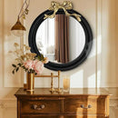25x25 inch Bow Antique Round Mirror for Wall, Gold & Black Decorative Wall-Mounted Circle Mirror, Perfect for Bedroom, Hallway, Living Room Décor, and Bathroom Vanity by CozyNest Decor
