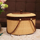 Nantucket Style Basket Picnic Basket Rattan Handmade Products Woven Sewing Storage Basket Two Swing Handles Tote Bag for Women by GreenHaven Gardens