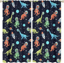 Cartoon Dinosaur Curtains for Kids Boys Girls Home Decor, Astronaut Rocket Funny Outer Space Blackout Rod Pocket Window Drapes for Bedroom Living Room W21xL45in Decor by TinyTreasures Baby Boutique
